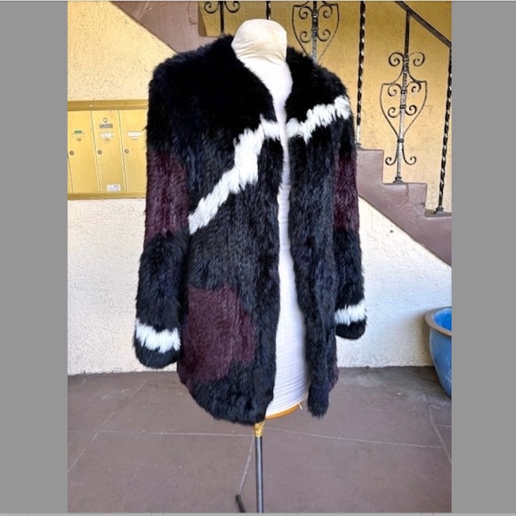 RACHEL ZOE Genuine Rabbit Fur Knit Mid-Length Coat NWOT/sz XS (Generous) - Picture 3 of 14